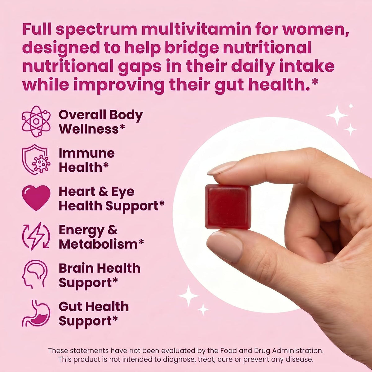 Sakoon Nutrition Halal Women's Full Spectrum Multivitamin Gummies with Probiotics & Prebiotics – Complete Daily Wellness Support, Immune & Digestive Health – Vegan, Non-GMO, Delicious Fruit Flavour! - görsel 4
