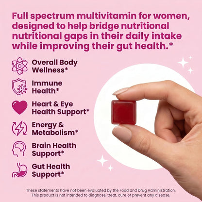 Sakoon Nutrition Halal Women's Full Spectrum Multivitamin Gummies with Probiotics & Prebiotics – Complete Daily Wellness Support, Immune & Digestive Health – Vegan, Non-GMO, Delicious Fruit Flavour!