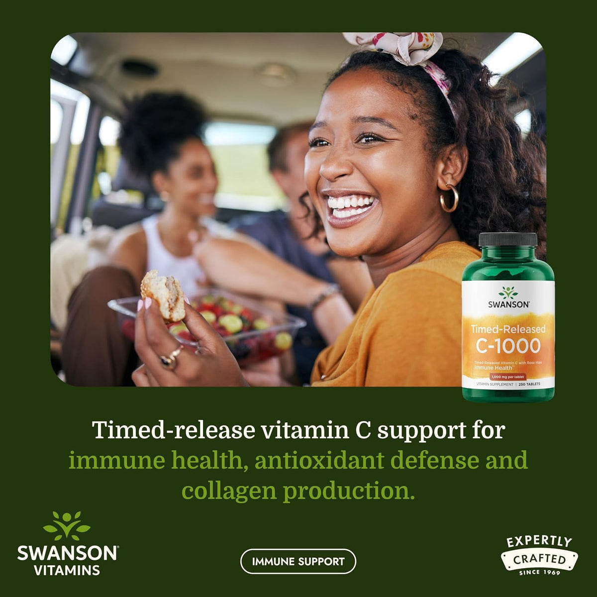 Swanson Timed-Release Vitamin C with Rose Hips – 1000 mg, 250 Tablets - görsel 2