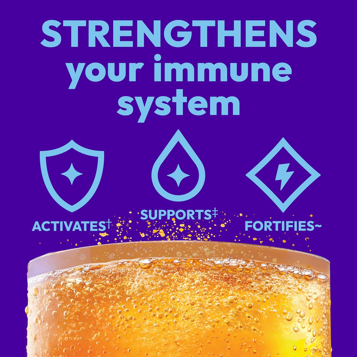 Emergen-C Immune+ Triple Action Immune Support Powder, BetaVia®, 1000mg Vitamin C, B Vitamins, Vitamin D and Antioxidants, Super Orange – 30 Count - görsel 2