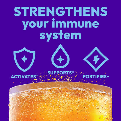 Emergen-C Immune+ Triple Action Immune Support Powder, BetaVia®, 1000mg Vitamin C, B Vitamins, Vitamin D and Antioxidants, Super Orange – 30 Count