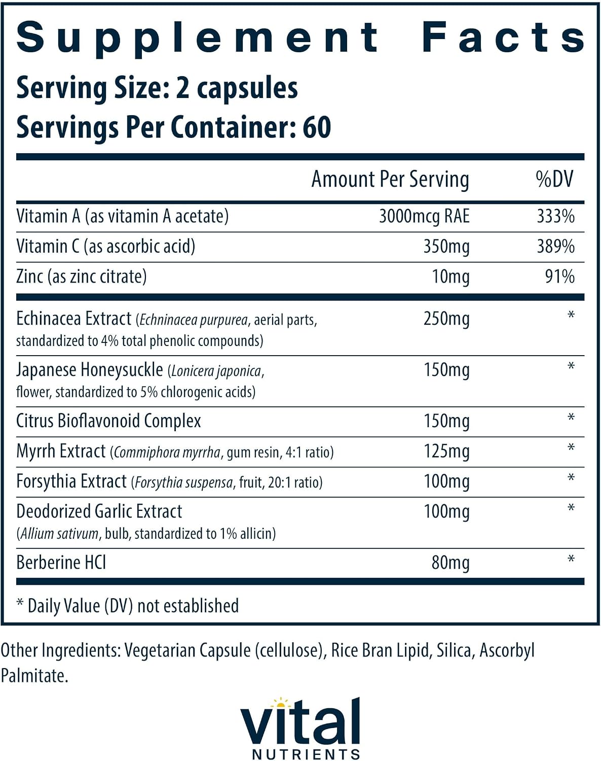 Vital Nutrients Herbal Biotic - Immune Support Supplement with Antioxidant Herbs & Bioflavonoids - 120 Capsules - görsel 2