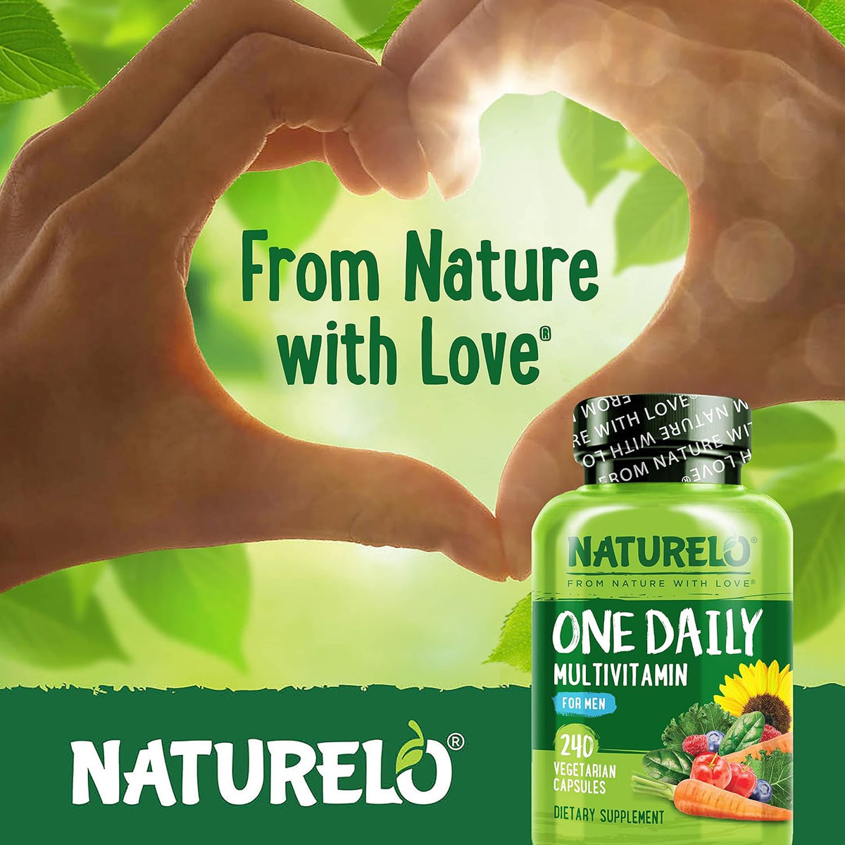 NATURELO Men's Multivitamin - One Daily with Organic Whole Foods, Non-GMO, 240 Capsules - görsel 7
