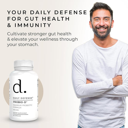 Daily Defence Probiotic Digestive Health Supplement - Daily Probiotics for Men & Women - 60 Capsules, PROBIO-D