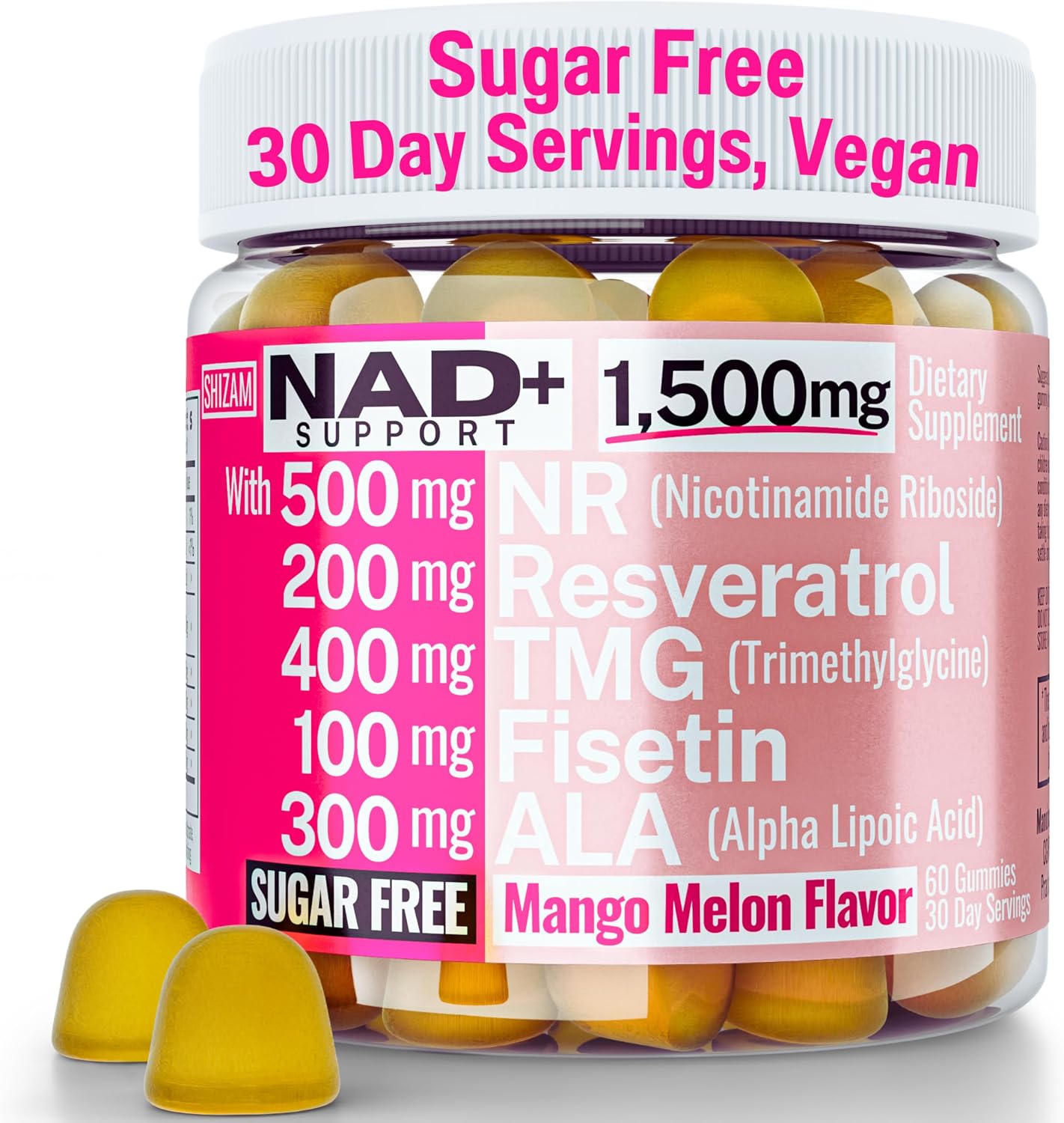 1500mg NAD+ Sugar Free Gummies – NAD+ Plus NR TMG ALA Trans-Resveratrol Fisetin Supplement - görsel 1