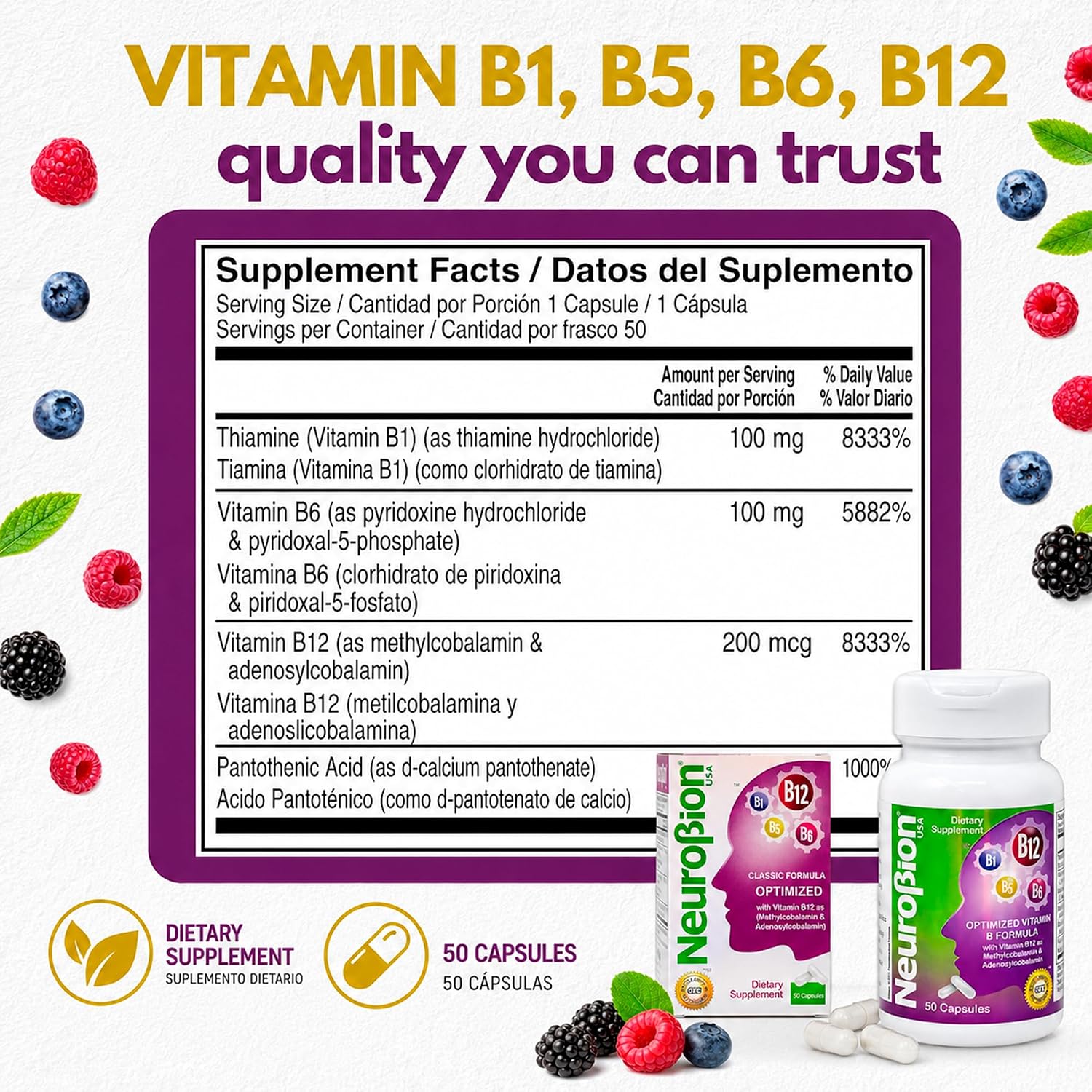 Neurobion Optimised Classic Formula B12 Methylcobalamin Food Supplement – 50 Capsules - görsel 2
