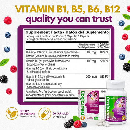 Neurobion Optimised Classic Formula B12 Methylcobalamin Food Supplement – 50 Capsules