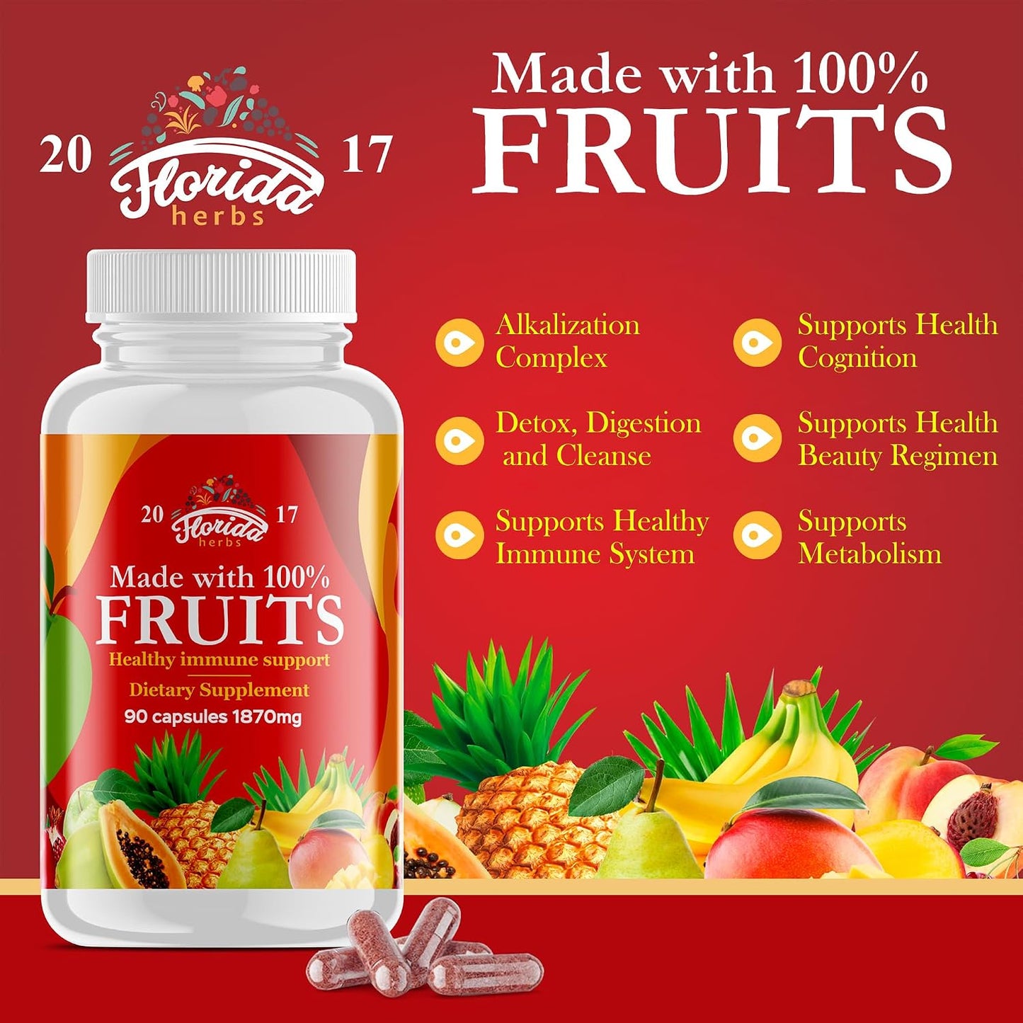Fruits & Vegetables Supplement – 90 Fruit + 90 Veggie Capsules, Organic & Vegan (2-Pack) - görsel 4