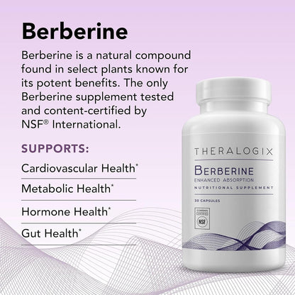 Theralogix Berberine Enhanced Absorption – 30 Capsules – Berberine Phytosome for Metabolism & Hormone Balance – Third-Party Tested