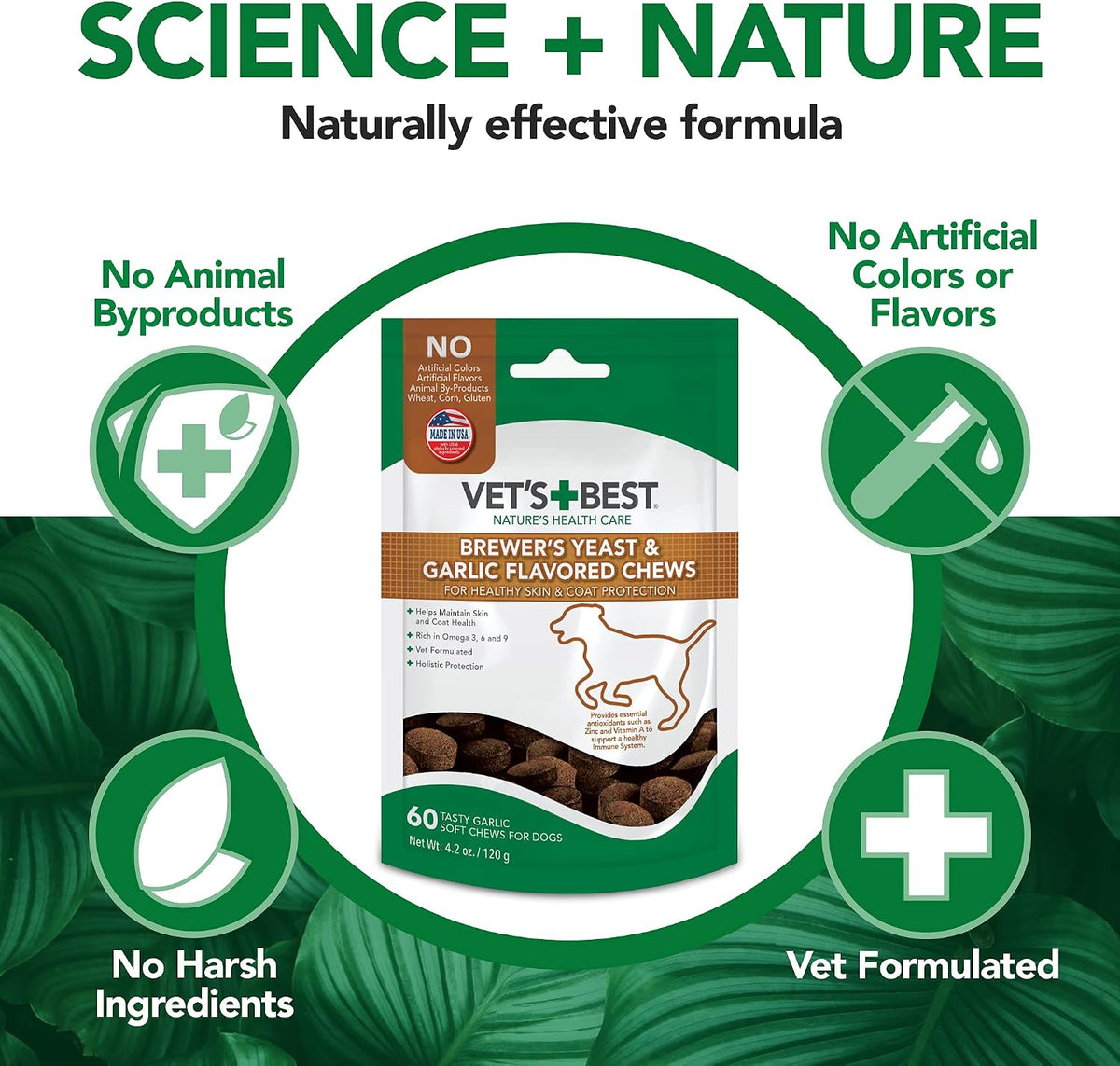 Vet's Best Brewer’s Yeast & Garlic Chews, Omega 3 for Dogs Healthy Skin & Coat Protection, 60 ct – Image 6