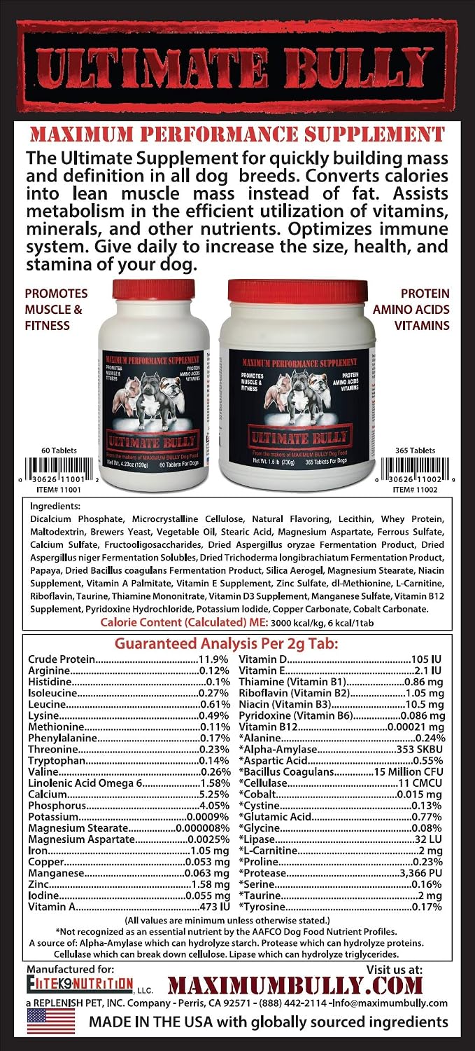 Ultimate Bully – Maximum Performance Dog Supplement, 60 Tablets - görsel 5