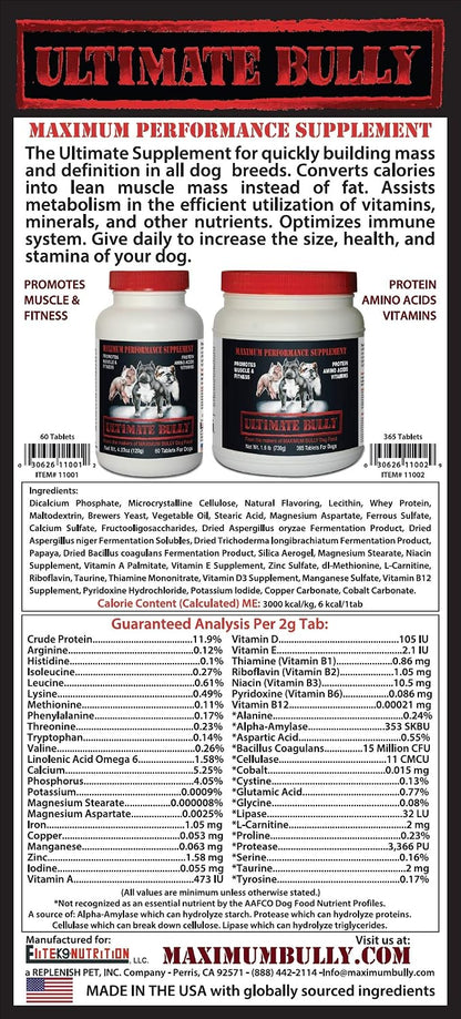 Ultimate Bully – Maximum Performance Dog Supplement, 60 Tablets