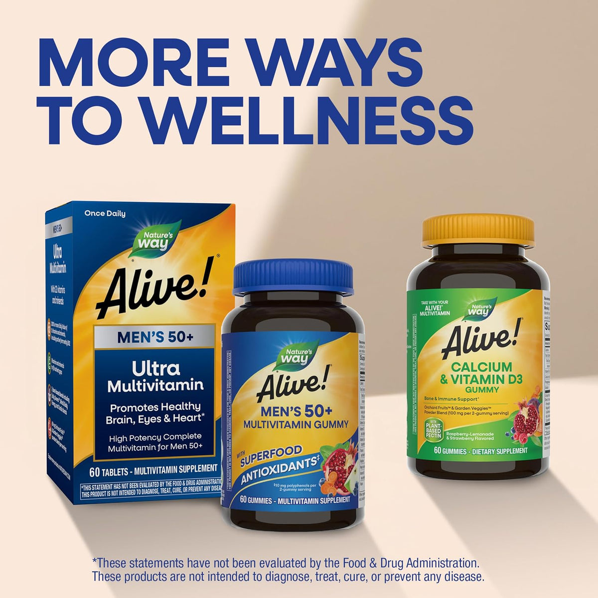Nature's Way Alive! Men's 50 Plus Multivitamin Gummy – with B-Vitamins, D3 & Zinc, 150 Gummies - görsel 7