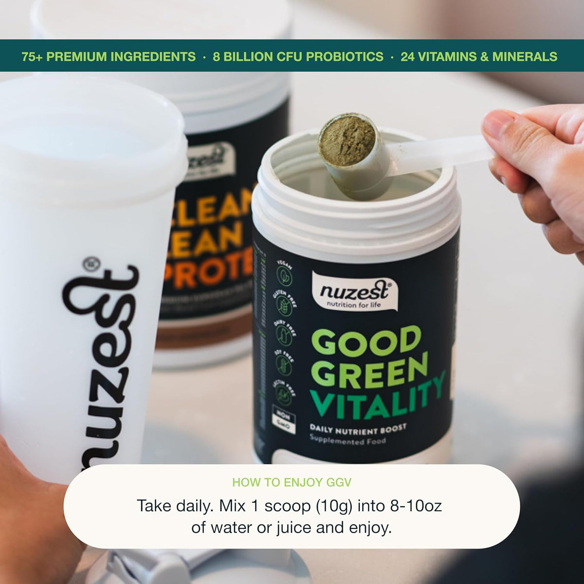 Nuzest Greens Powder Good Green Vitality – Vitamins, Minerals & Superfoods – Vegan Multivitamin Supplement (300g) - görsel 5
