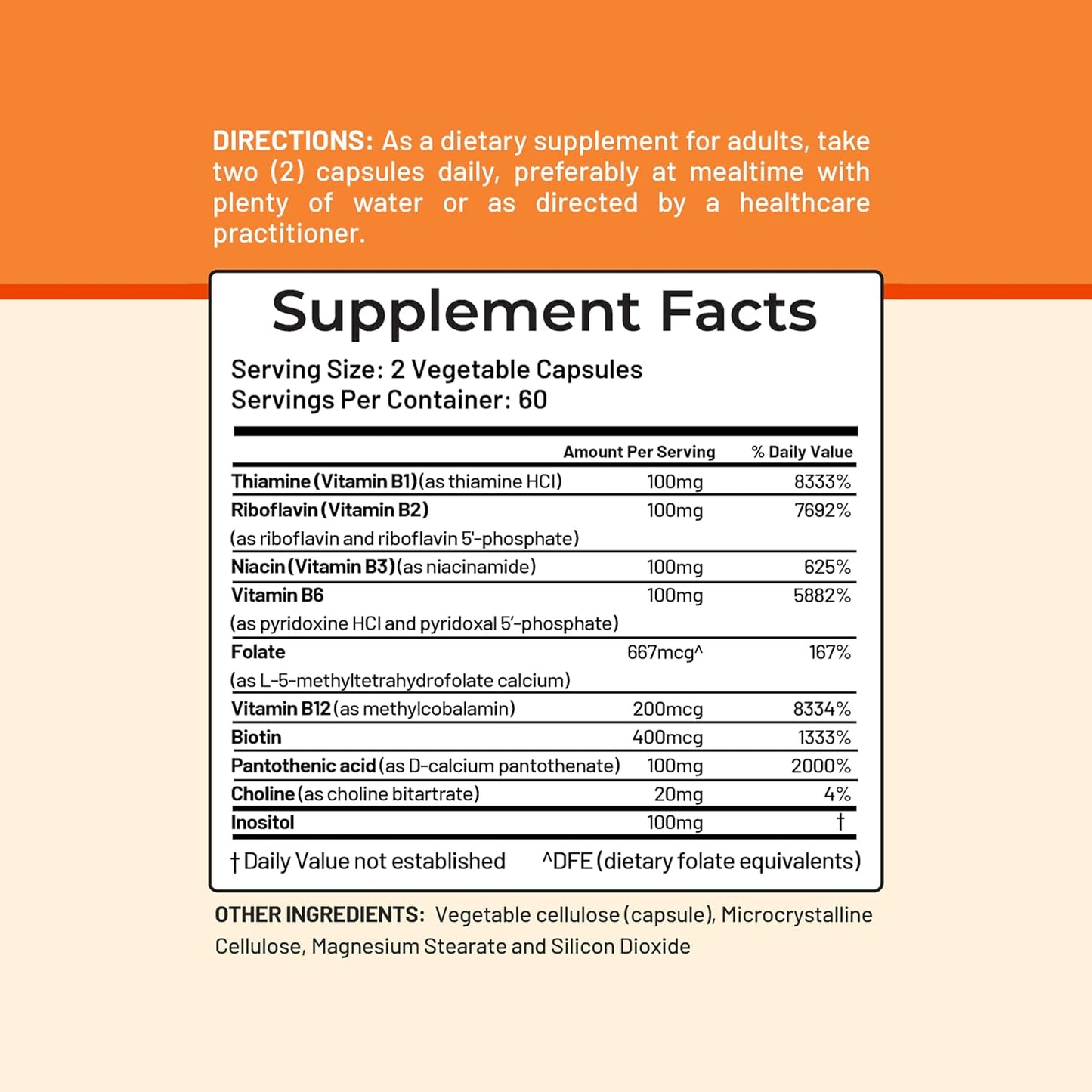 Vitamin B Complex - Active B1, B2, B3, B6, B12, Thiamine, Riboflavin, Niacin, Folate, Biotin, Pantothenic Acid, Inositol by CGM Labs - görsel 5