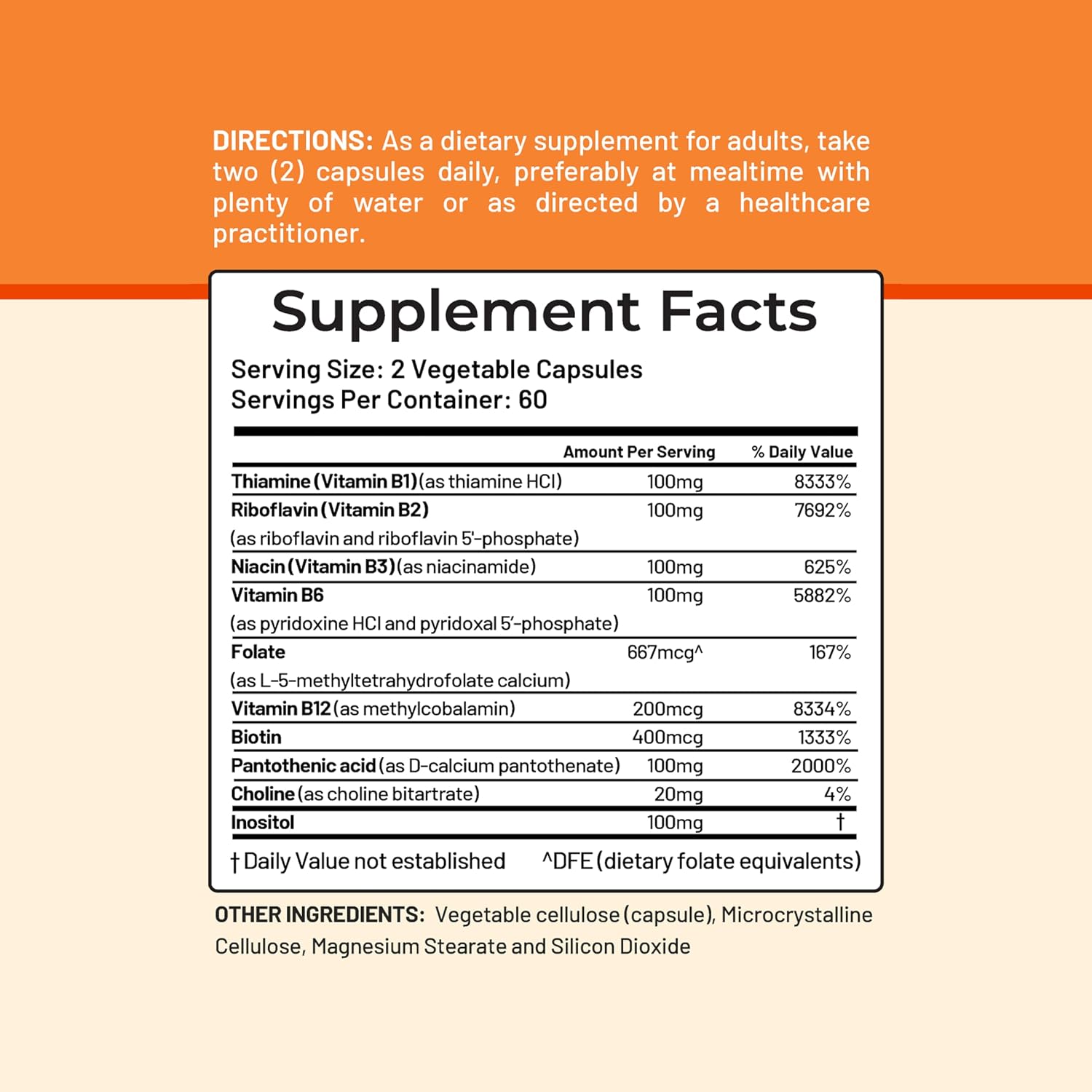 Vitamin B Complex - Active B1, B2, B3, B6, B12, Thiamine, Riboflavin, Niacin, Folate, Biotin, Pantothenic Acid, Inositol by CGM Labs - görsel 5