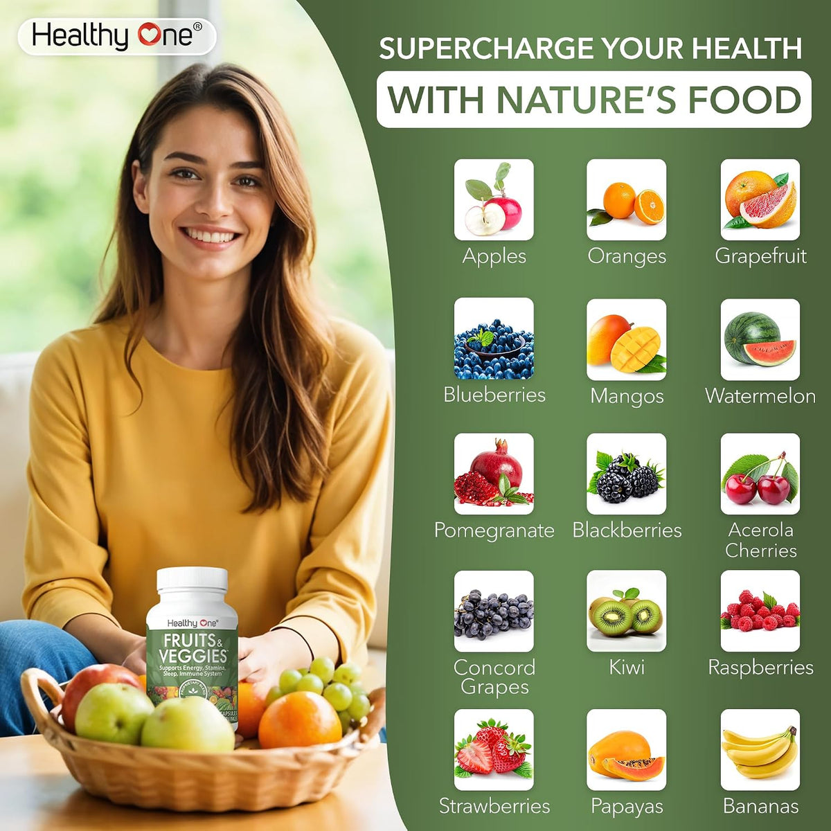 Fruits & Veggies Formula – 27 Premium Whole Foods – Organic Ingredients – 150 Capsules (75 Servings) - görsel 3