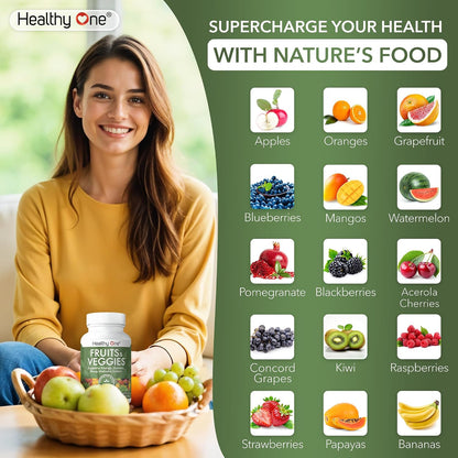 Fruits & Veggies Formula – 27 Premium Whole Foods – Organic Ingredients – 150 Capsules (75 Servings)