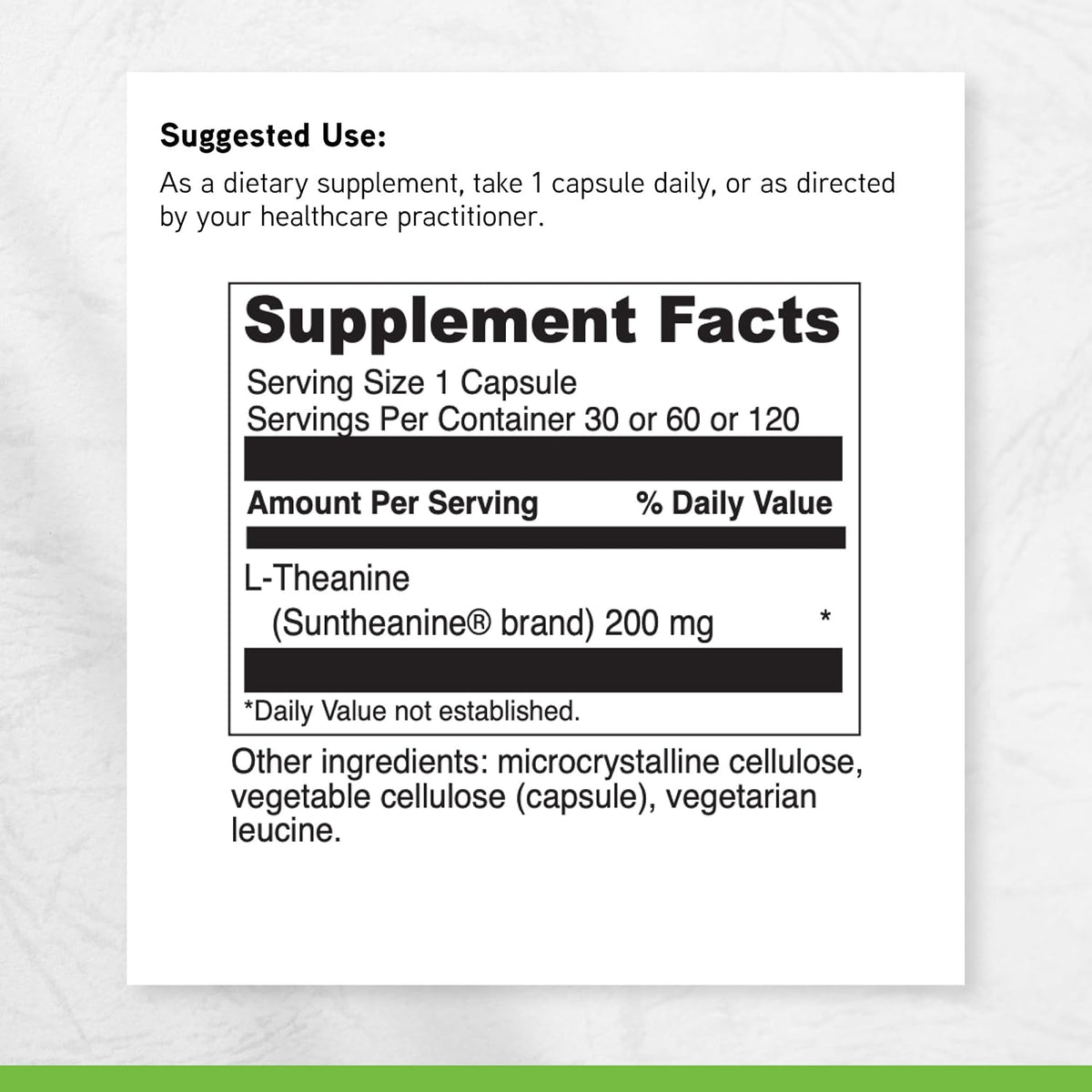 DAVINCI Labs L-Theanine – 200 mg, 120 Vegetarian Capsules – Food Supplement for Focus and Relaxation - görsel 6