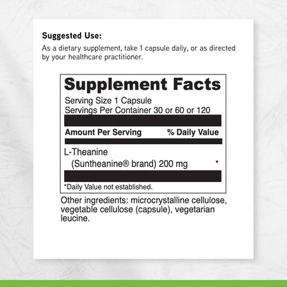 DAVINCI Labs L-Theanine – 200 mg, 120 Vegetarian Capsules – Food Supplement for Focus and Relaxation