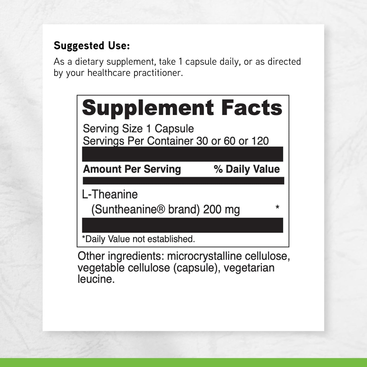 DAVINCI Labs L-Theanine 200 mg - 30 Vegetarian Capsules - görsel 6