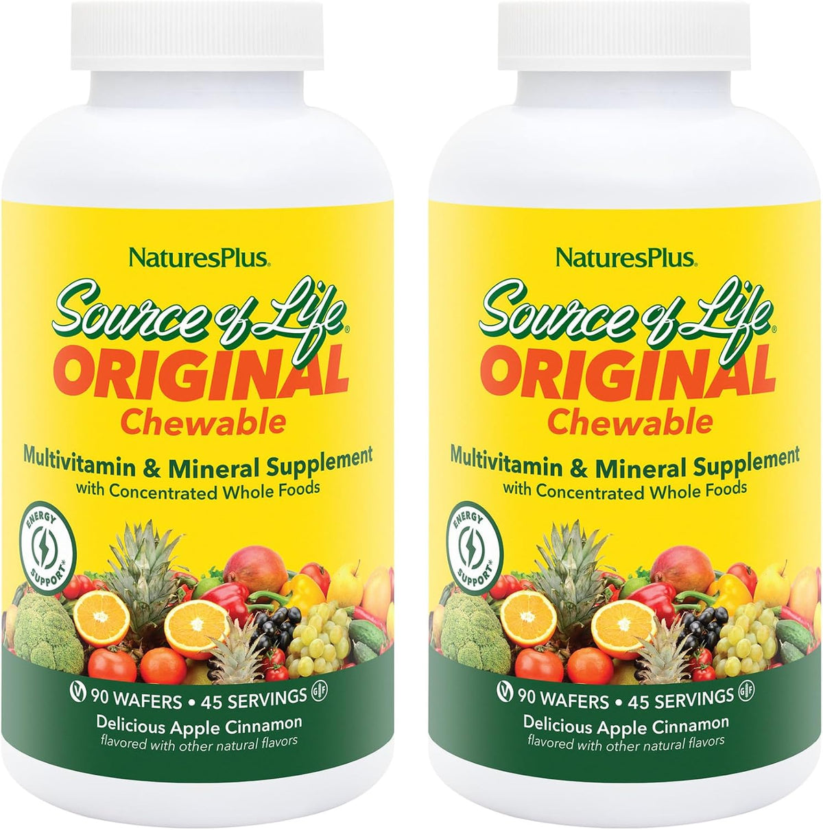 NaturesPlus Source of Life Adult’s Chewable Multivitamin, Apple Cinnamon - 90 Wafers - görsel 10