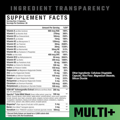 Axe & Sledge Multi Plus Multivitamin | 24 Bioavailable Vitamins & Minerals, Ashwagandha | Multivitamin for Women and Men | 90 Capsules