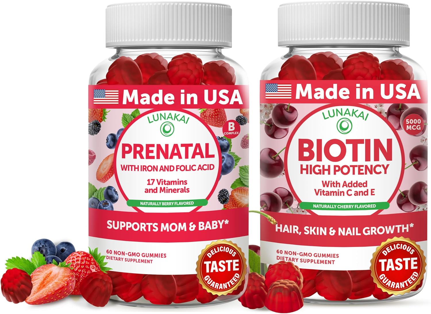 Lunakai 17-in-1 Prenatal Vitamins and Biotin Gummies Bundle - görsel 1