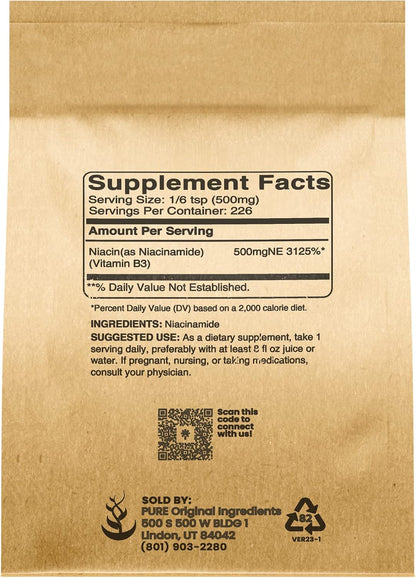 Pure Original Ingredients Niacinamide 113g Flush-Free Gluten-Free