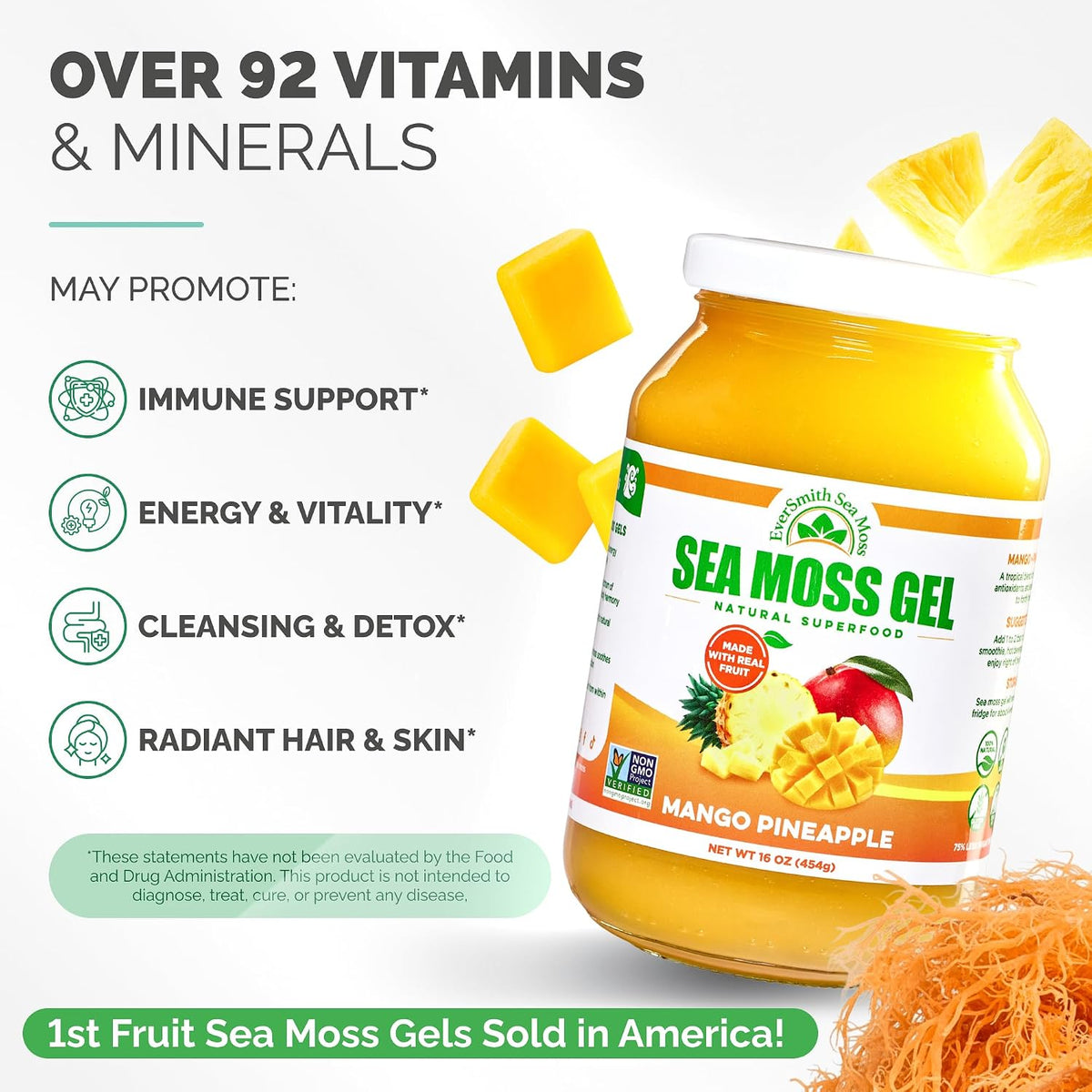Wildcrafted Irish Sea Moss Gel, Mango Pineapple (454 g) - görsel 3