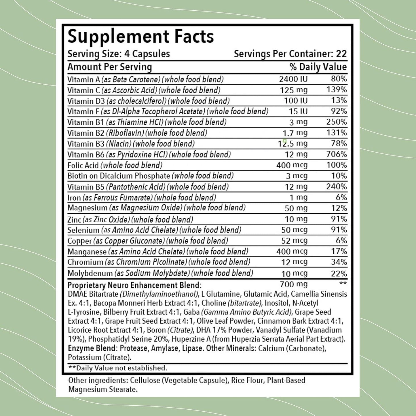 Optimum Health Systems Brain – Comprehensive Nootropic Blend for Memory, Mood & Focus (90 Capsules) - görsel 2