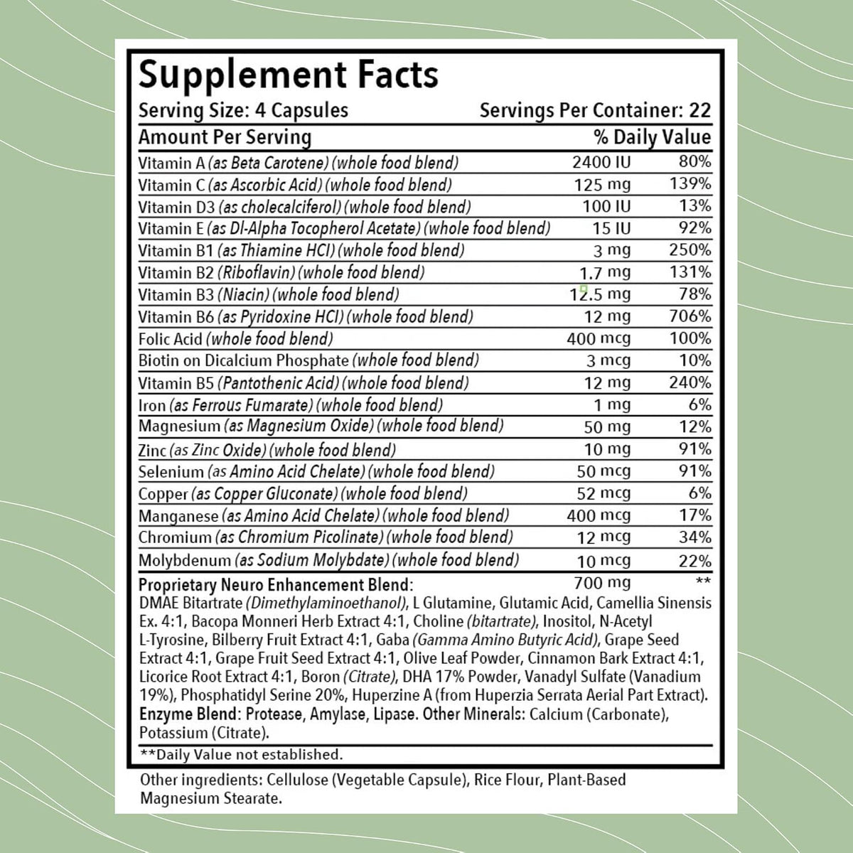 Optimum Health Systems Brain – Comprehensive Nootropic Blend for Memory, Mood & Focus (90 Capsules) - görsel 2