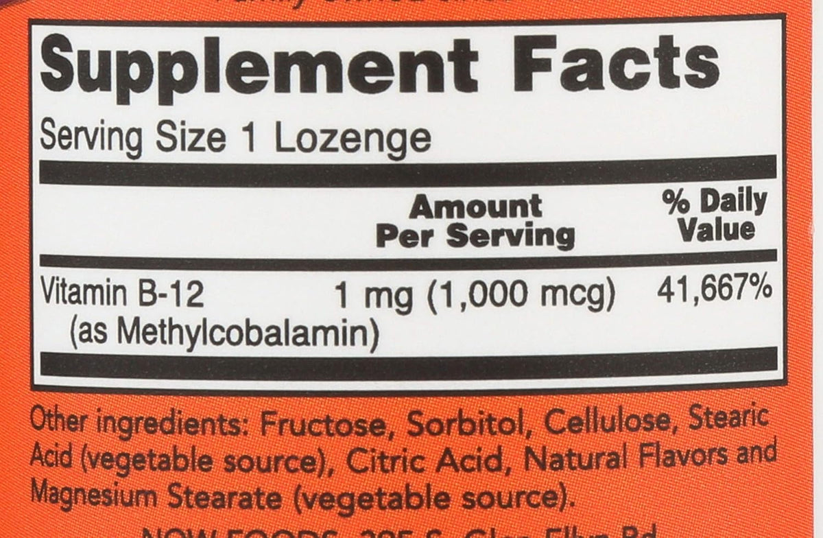 Now Foods Brain B12 Lozenges, 100 Count - görsel 4