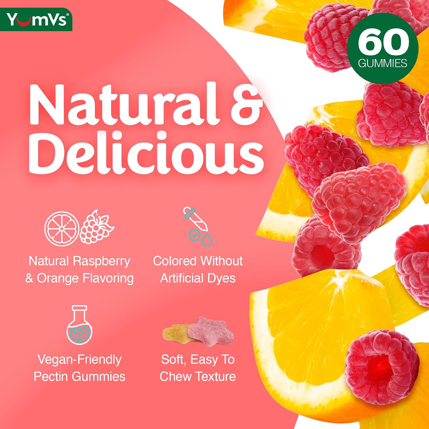 YUM-V'S Glucose Gummies – Fast Acting – Orange & Berry – 60 Count - görsel 6