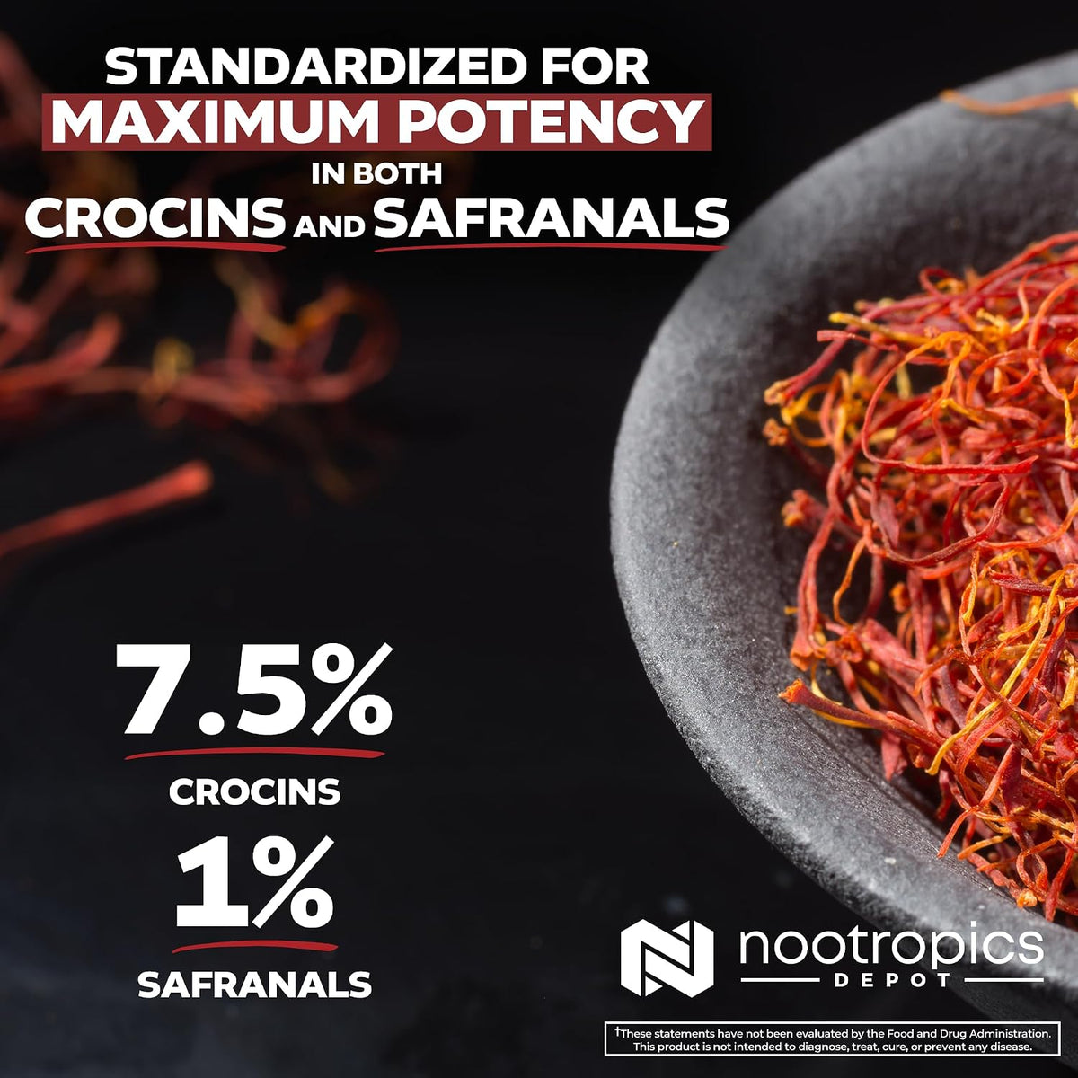Nootropics Depot High Potency Saffron Extract Capsules | 30mg | Minimum 7.5% Crocins and 1% Safranals | Crocus sativus | 180 ct - görsel 5