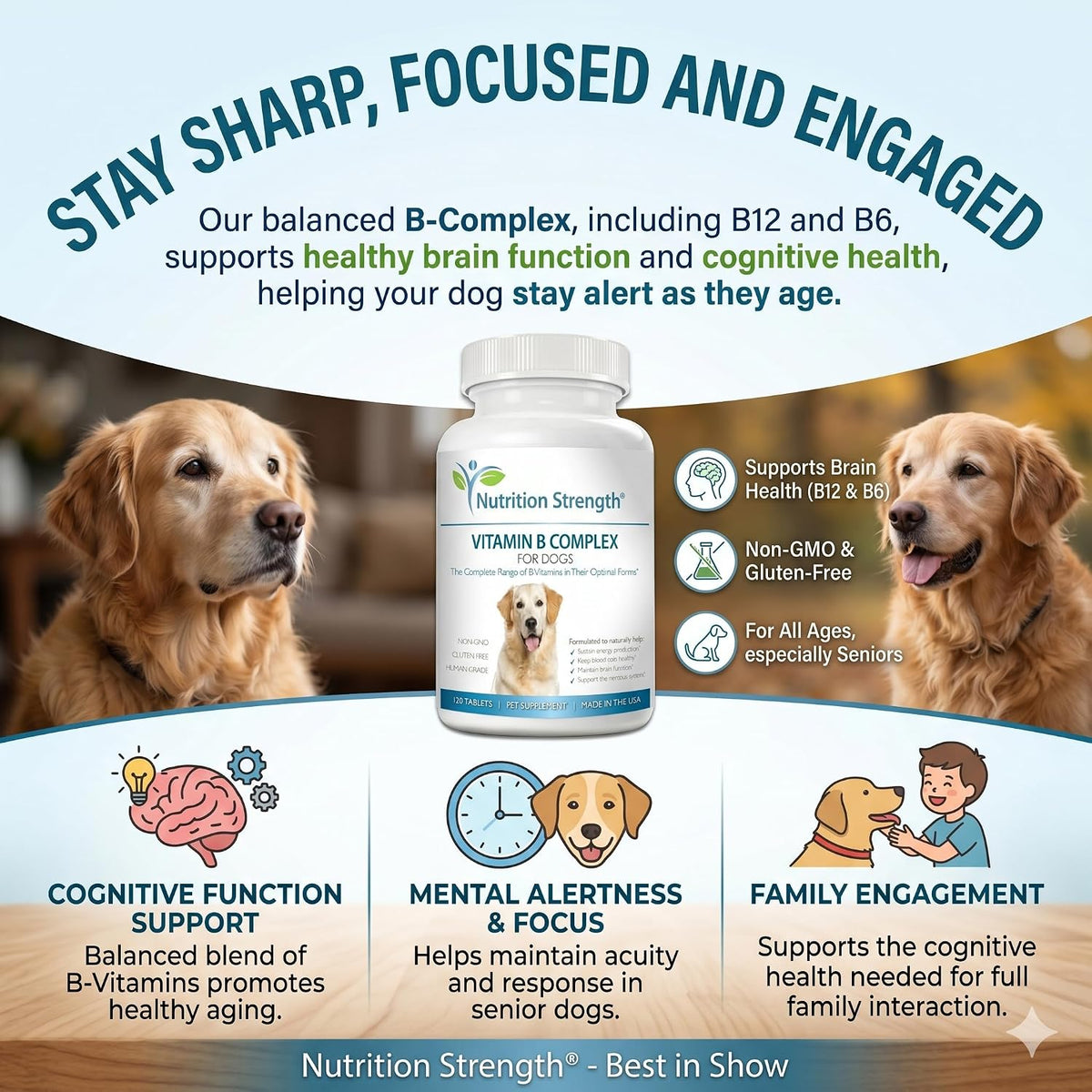 Nutrition Strength Vitamin B Complex for Dogs – for Blood Cell & Nervous System Support, 120 Chewable Tablets - görsel 7