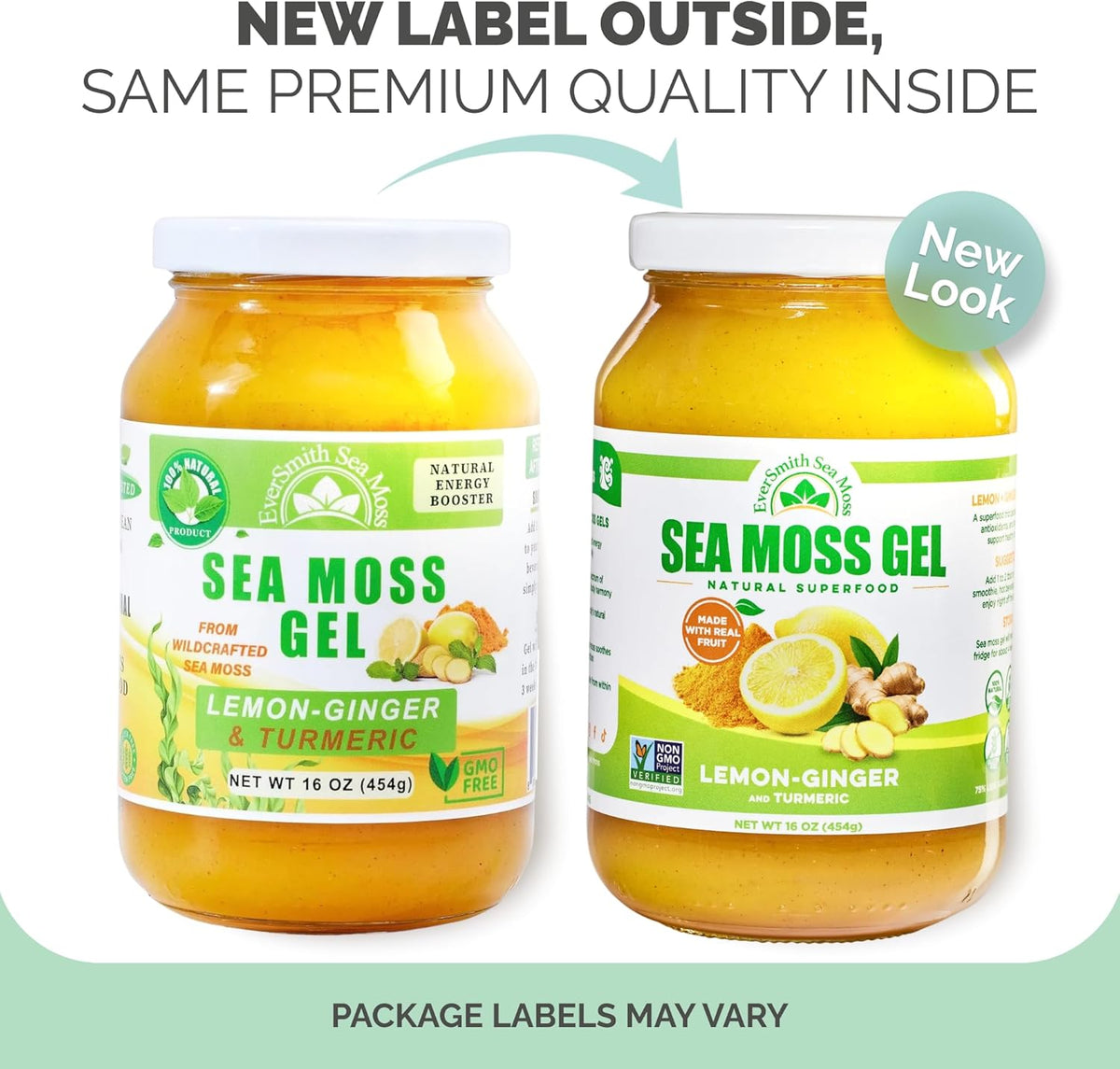 EverSmith Organics Wildcrafted Irish Sea Moss Gel - Lemon Ginger (454 g) - görsel 2