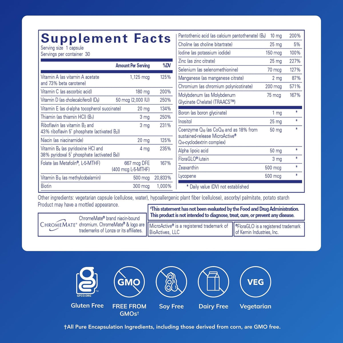 Pure Encapsulations O.N.E. Multivitamin - Once Daily with Antioxidant Complex, CoQ10, and Lutein for Vision and Cognitive Support - görsel 2