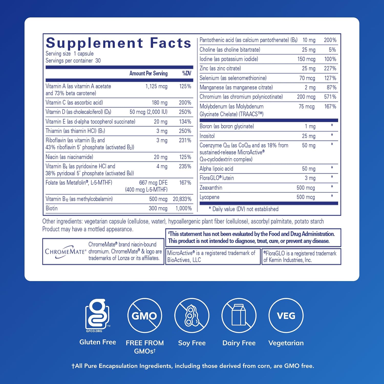 Pure Encapsulations O.N.E. Multivitamin - Once Daily with Antioxidant Complex, CoQ10, and Lutein for Vision and Cognitive Support - görsel 2