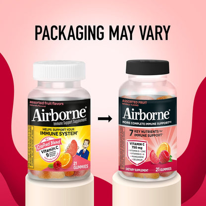 Airborne Vitamin C Gummies, 1000mg per Serving, Assorted Fruit Flavours (21 Gummies)