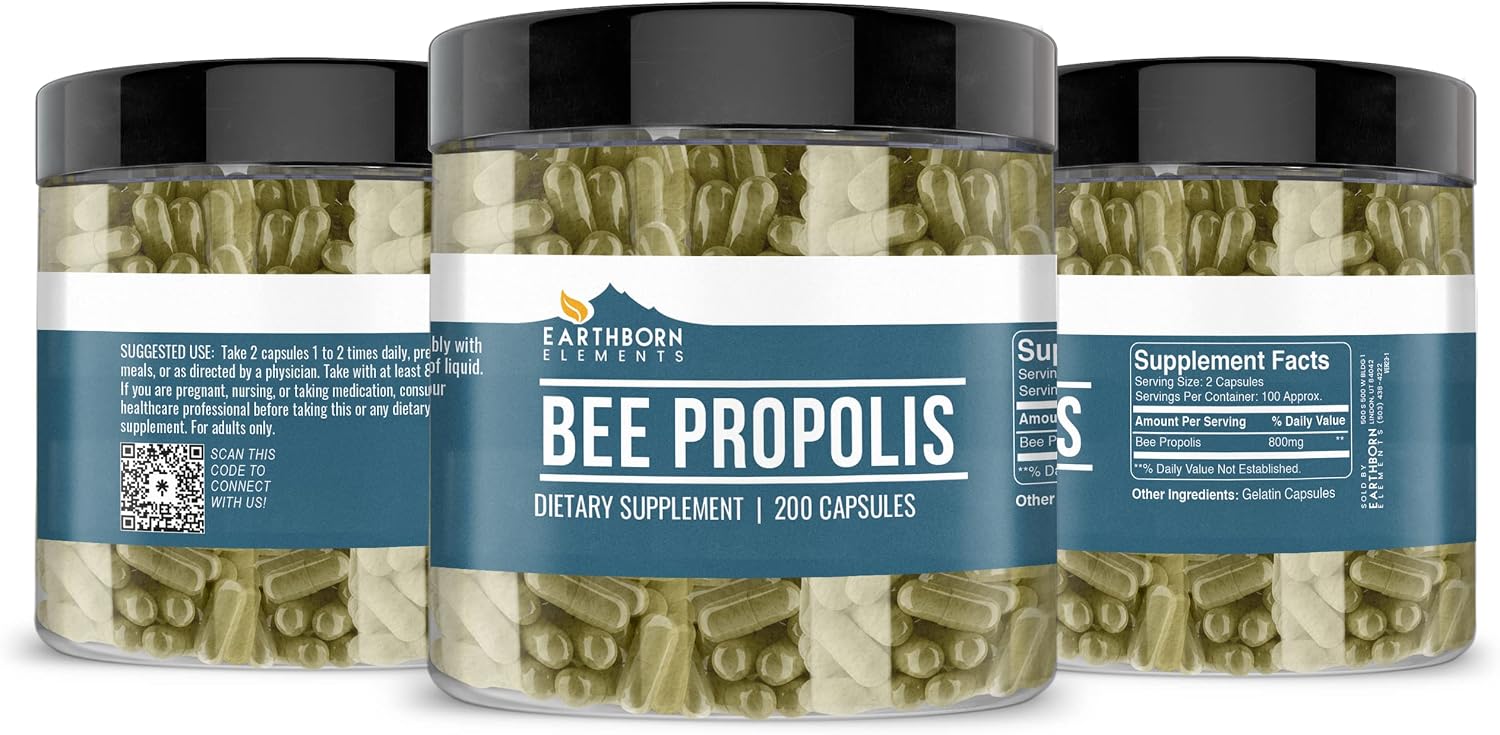 Earthborn Elements Bee Propolis (200 Capsules) Pure & Natural, Gluten-Free & Non-GM - görsel 4