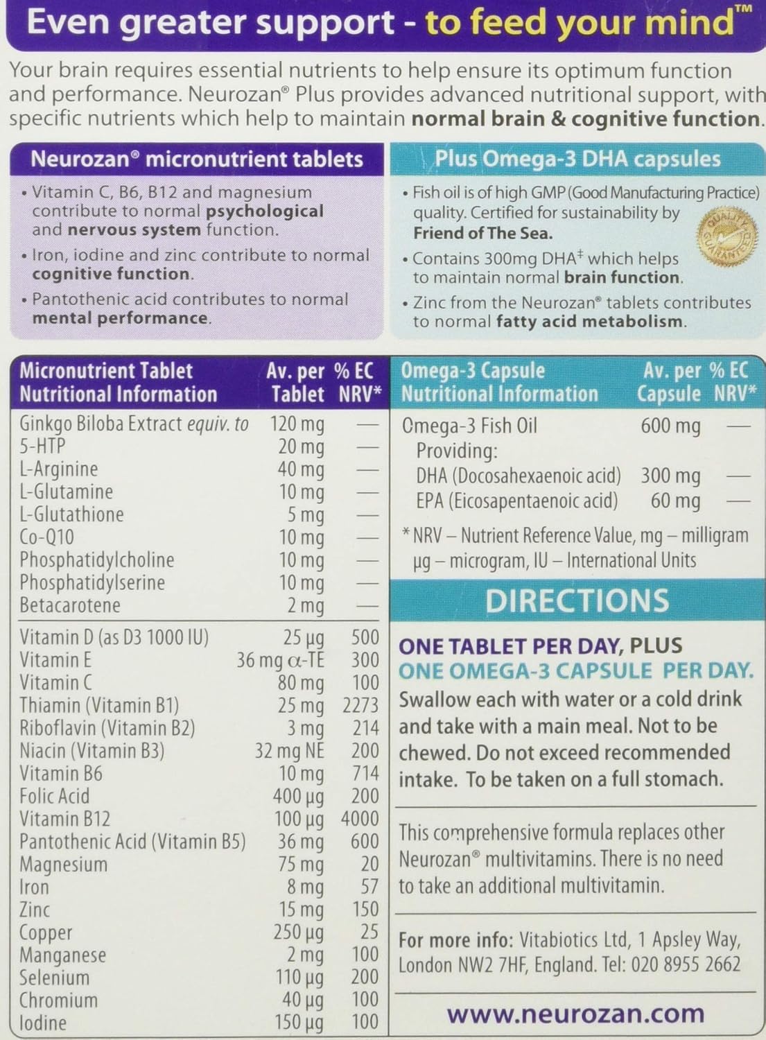 Neurozan Vitabiotics Plus — Brain Health Formula (56 Softgels) - görsel 2