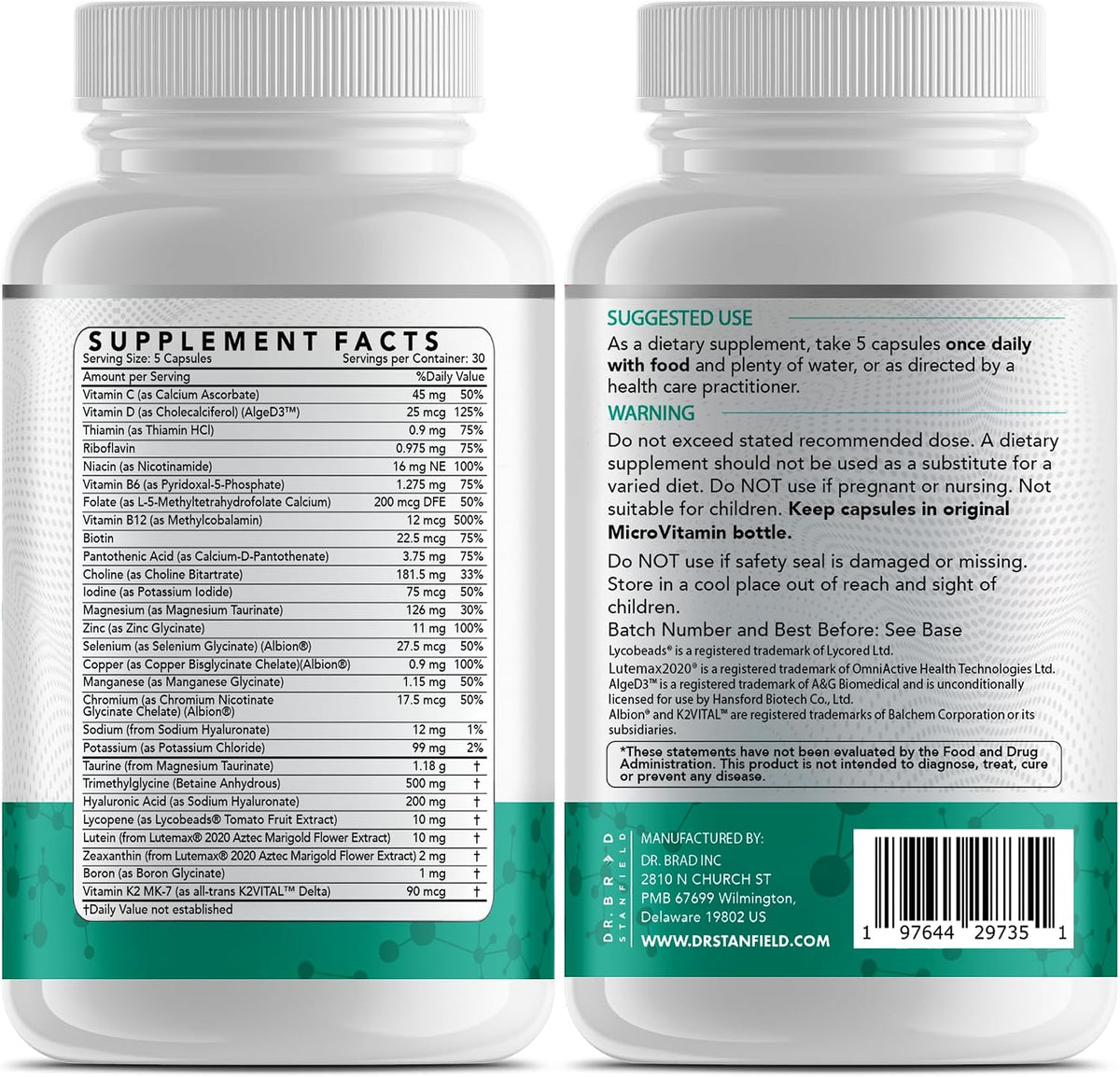 Dr Brad MicroVitamin | Methylated Multivitamin with Lutein, Zeaxanthin, D3/K2 and B-Complex - görsel 3