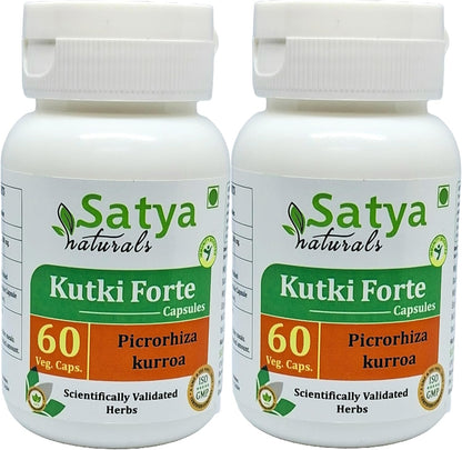 Satya Naturals Kutki Forte Capsule 500 mg - 60 Veg Capsules | Picrorhiza Kurroa Extract