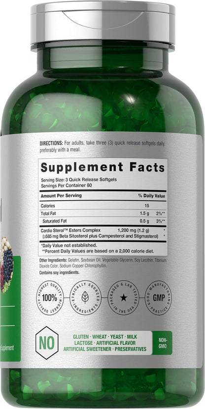 Horbäach Beta Sitosterol 1200 mg, 240 Soft gel capsule Capsules, Plant Sterols Complex, Non-GMO, Gluten-free Supplement