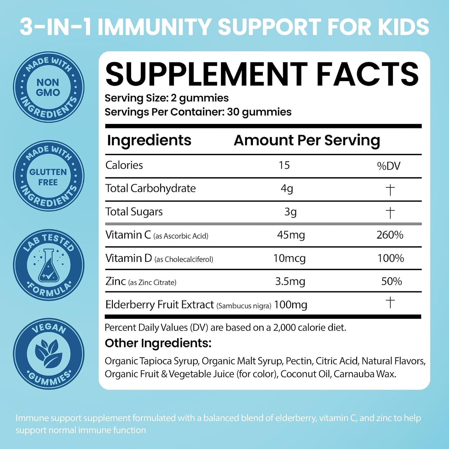 Children’s Elderberry Gummies with Vitamin C & Zinc – Immune Support Supplement (60 Gummies) - görsel 2