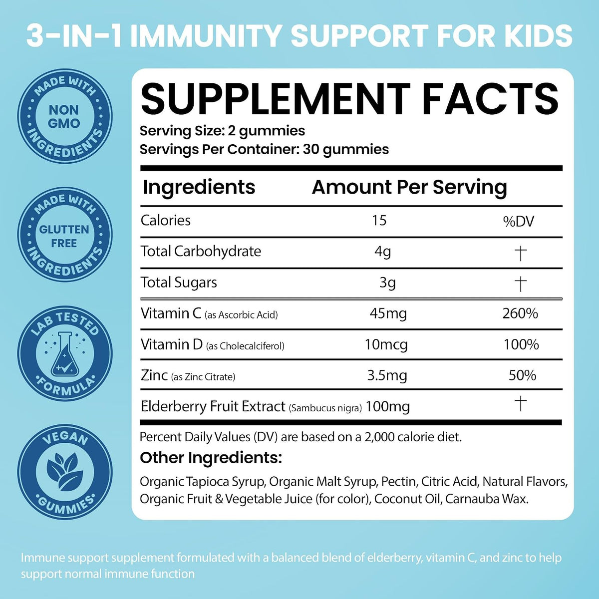 Children’s Elderberry Gummies with Vitamin C & Zinc – Immune Support Supplement (60 Gummies) - görsel 2