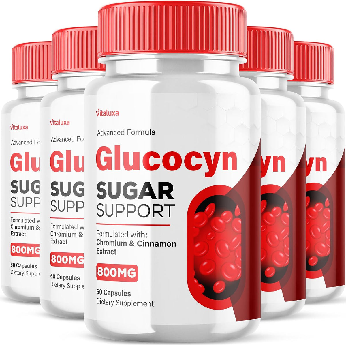 Glucocyn Support Capsules – Maximum Strength Glycogen Health Formula (5-Pack, 300 Capsules) - görsel 1