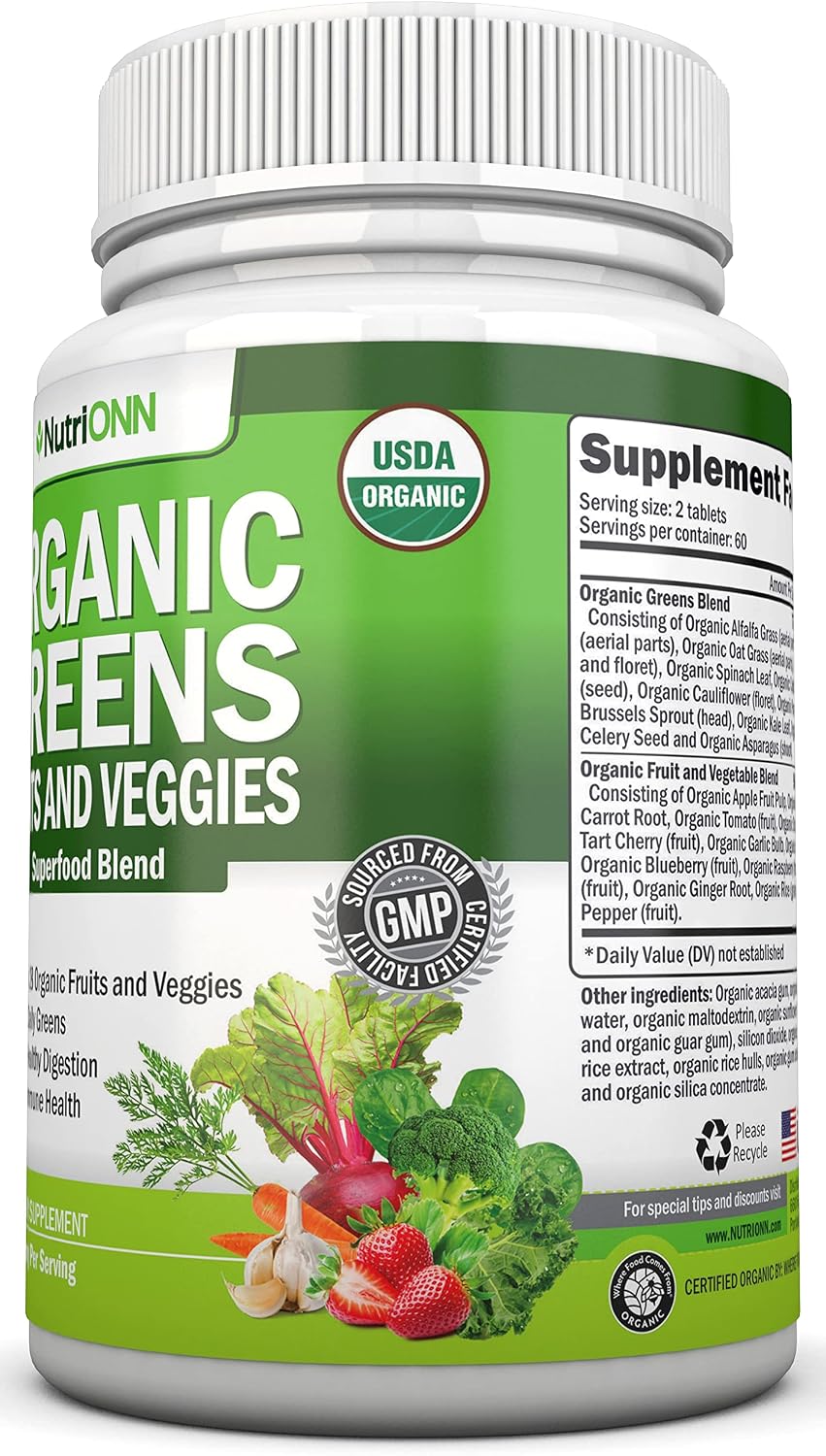 Organic Super Greens Capsules - Fruit And Vegetable Supplements - 120 Capsules - 28 Organic & Vegan Premium Ingredients - Superfood Blend For Immune Health, Digestion & Energy - Whole Food Vitamins - görsel 5