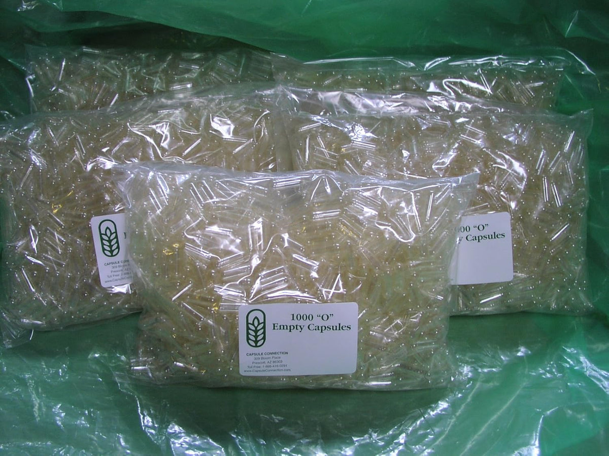 Capsule Connection 5000 Bulk Wholesale Empty Gelatin Capsules, Size 0, 5 x 1000 Count Bags - görsel 1